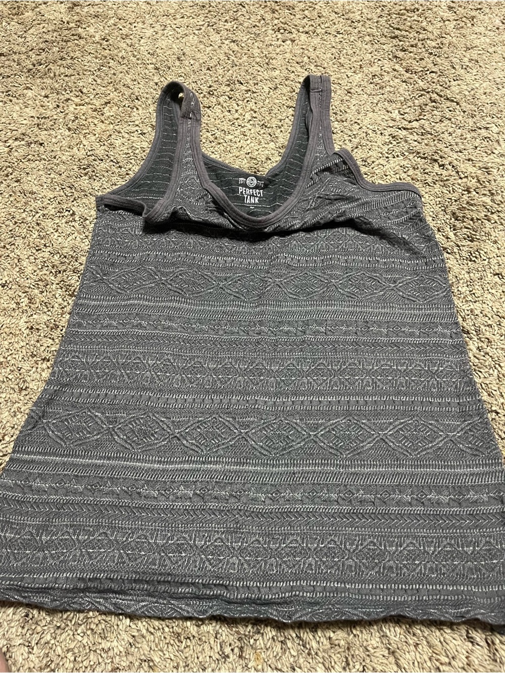SO Charcoal Knit Patterned Tank
